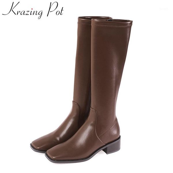 boots krazing pot fashion cow leather zipper concise riding round toe women winter shoes elegant party long knee high l271, Black
boots krazing pot fashion cow leather zipper concise riding round toe women winter shoes elegant party long knee high l271, Black