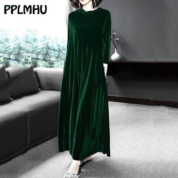 women plus size velvet dresses middle aged winter casual loose o-neck long sleeve maxi vintage vestidos wine red black lj201114, Black;gray
women plus size velvet dresses middle aged winter casual loose o-neck long sleeve maxi vintage vestidos wine red black lj201114, Black;gray