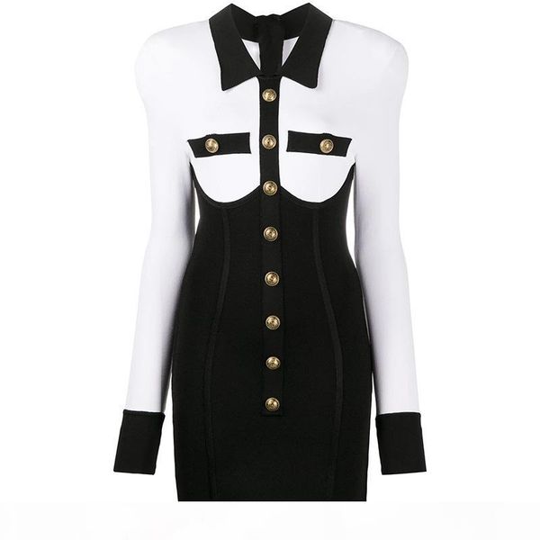 new autumn winter women runway dresses lapel neck long sleeve black white panelled lion head button knitted dress sheath slim dress h30
new autumn winter women runway dresses lapel neck long sleeve black white panelled lion head button knitted dress sheath slim dress h30