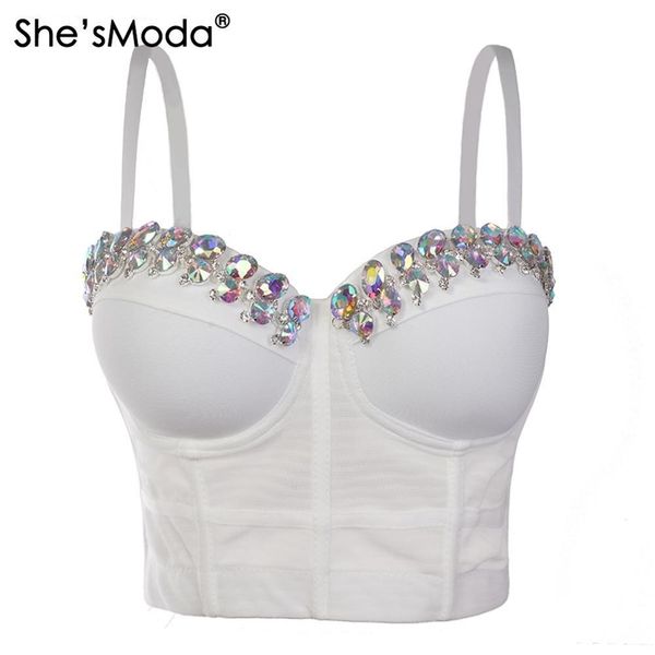 she'smoda new mesh perspective rhinestones bustier women's bralette cropped vest plus size y200415, White
she'smoda new mesh perspective rhinestones bustier women's bralette cropped vest plus size y200415, White