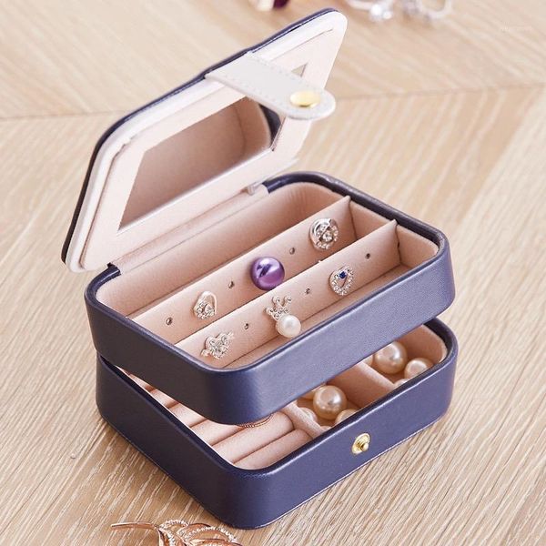 portable jewelry box earrings stud earrings rings travel jewelry storage box1