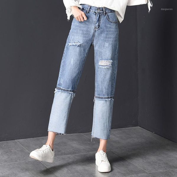 season 2020 new split joint hole loose leisure women's jeans straight pants nine-cent jeans1, Blue
season 2020 new split joint hole loose leisure women's jeans straight pants nine-cent jeans1, Blue