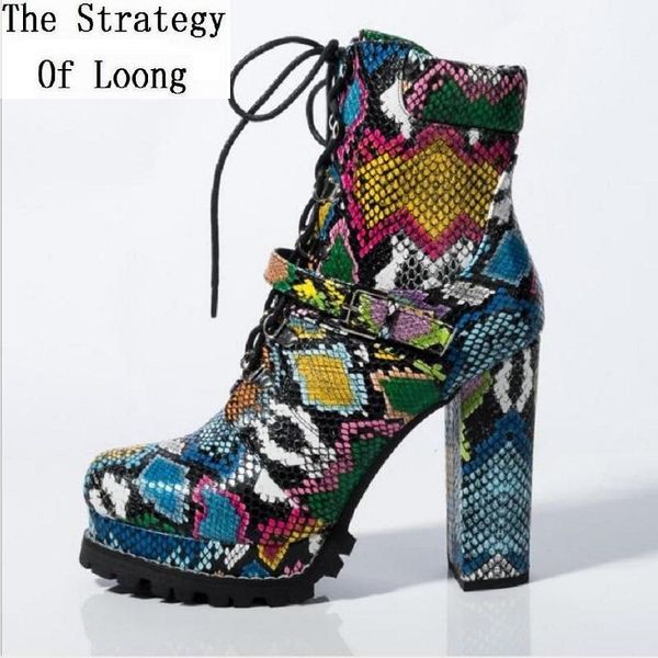 spring autumn women platform lace-up ankle boots winter lady green snake skin print metal buckle short mix colorful boots 191113, Black
spring autumn women platform lace-up ankle boots winter lady green snake skin print metal buckle short mix colorful boots 191113, Black