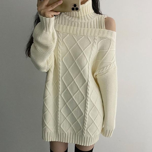 women's sweaters arrival winter fashion turtleneck knitted sweater women off shoulder loose long pullovers, White;black
women's sweaters arrival winter fashion turtleneck knitted sweater women off shoulder loose long pullovers, White;black