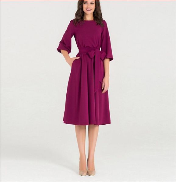 lacing lantern sleeve o neck dress women soild knee length spring casual o neck elasticity elegant party dresses vestidos new, Black;gray 
lacing lantern sleeve o neck dress women soild knee length spring casual o neck elasticity elegant party dresses vestidos new, Black;gray