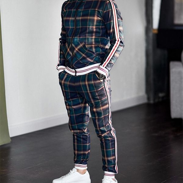 mens tracksuits 2020 colorful plaid casual zipper hoodie set autumn male sweatshirt clothes for men lj201117, Gray
mens tracksuits 2020 colorful plaid casual zipper hoodie set autumn male sweatshirt clothes for men lj201117, Gray