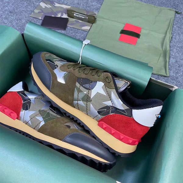men rockrunner camouflage sneakers luxurys designers shoes leather suede trainers stud rivet sneaker rubber bottoms wtih box 264, Black
men rockrunner camouflage sneakers luxurys designers shoes leather suede trainers stud rivet sneaker rubber bottoms wtih box 264, Black