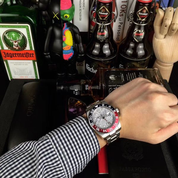 luxury mens sports watch 40mm meteorite dial ceramic bezel gmt m126719blro automatic mechanical original strap pilot watches, Slivery;brown 
luxury mens sports watch 40mm meteorite dial ceramic bezel gmt m126719blro automatic mechanical original strap pilot watches, Slivery;brown