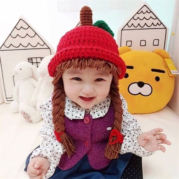kids new korean children knitted hat with braids infant autumn winter apple shaped cap baby ear protection pgraphy props q1218, White;golden
kids new korean children knitted hat with braids infant autumn winter apple shaped cap baby ear protection pgraphy props q1218, White;golden