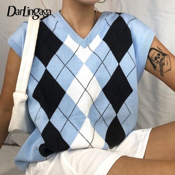 darlingaga vintage argyle plaid woman sweaters vest sleeveless y2k aesthetic pullover fashion preppy style knitted sweater1, Black;white
darlingaga vintage argyle plaid woman sweaters vest sleeveless y2k aesthetic pullover fashion preppy style knitted sweater1, Black;white