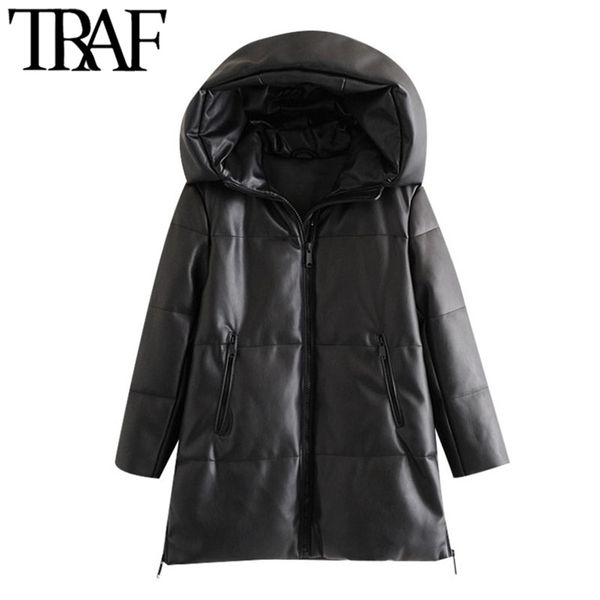 traf women fashion thick warm winter faux leather parkas coat vintage hooded long sleeve female outerwear chic overcoat 201217, Black
traf women fashion thick warm winter faux leather parkas coat vintage hooded long sleeve female outerwear chic overcoat 201217, Black