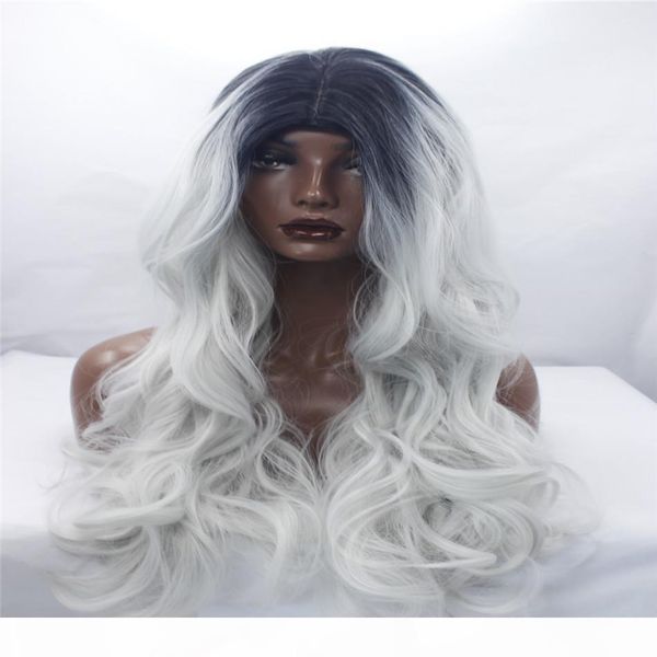 lace front wig synthetic fiber silky straight long soft hair dark root ombre platinum silver grey mixed color150% density big wave hairstyle, Black;brown
lace front wig synthetic fiber silky straight long soft hair dark root ombre platinum silver grey mixed color150% density big wave hairstyle, Black;brown