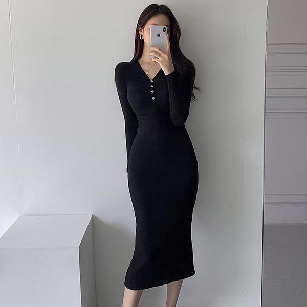 casual dresses solid ribbed knit v neck long sleeve sweater winter for women 2021 autumn bodycon lady sheath party dress vestidos, Black;gray
casual dresses solid ribbed knit v neck long sleeve sweater winter for women 2021 autumn bodycon lady sheath party dress vestidos, Black;gray