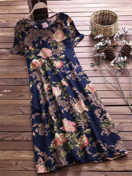 2020 5xl a line retro floral long dress plus size short sleeve casual women dress large size loose print boho summer, Black;gray
2020 5xl a line retro floral long dress plus size short sleeve casual women dress large size loose print boho summer, Black;gray