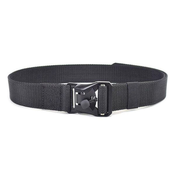 waist support adjustable men heavy duty belt nylon belts with magnetic buckle 875d, Black;gray