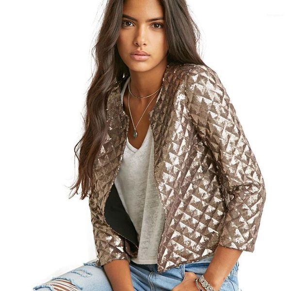 2020 brand new spring style vogue lozenge women gold sequins jackets three quarter sleeve fashion coats outwears1, Black;brown
2020 brand new spring style vogue lozenge women gold sequins jackets three quarter sleeve fashion coats outwears1, Black;brown