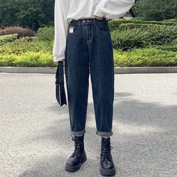loose denim harem pants women casual elastic high waist straight leg jeans vintage streetwear denim trousers daddy pants y1214, Blue
loose denim harem pants women casual elastic high waist straight leg jeans vintage streetwear denim trousers daddy pants y1214, Blue