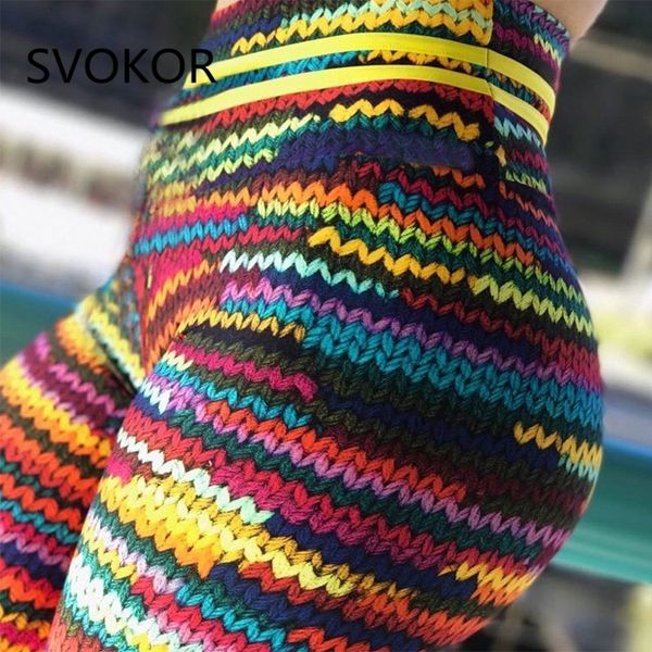 svokor push up women's legging knitting polyester ankle-length jeggings stretching novel print high waist gilr legging fitness y200904, Black
