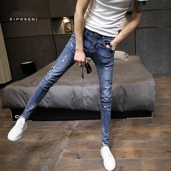 fashion spring autumn hole skinny jeans hombre male students distressed slim slimming ankle length pencil pants trousers 201111, Blue
fashion spring autumn hole skinny jeans hombre male students distressed slim slimming ankle length pencil pants trousers 201111, Blue