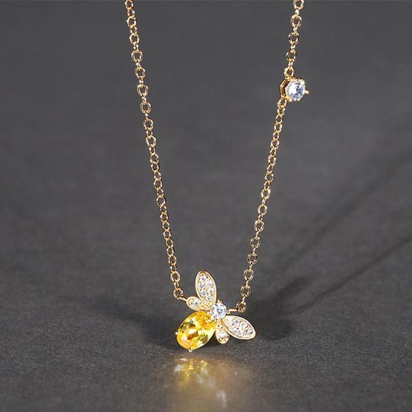 pendant necklaces bee insect necklace for women gift champagne zircon gold color chain party engagement choker bijoux, Silver
pendant necklaces bee insect necklace for women gift champagne zircon gold color chain party engagement choker bijoux, Silver