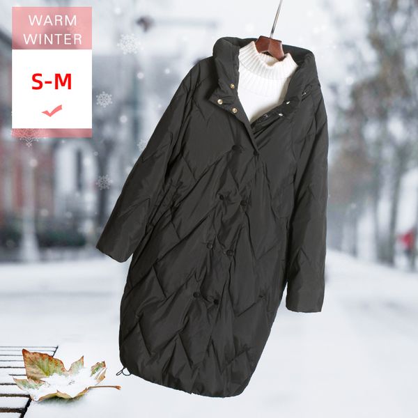 new winter fashion long white duck down jacket with hood female casual loose thick coat covered button windproof big size 201103, Black
new winter fashion long white duck down jacket with hood female casual loose thick coat covered button windproof big size 201103, Black