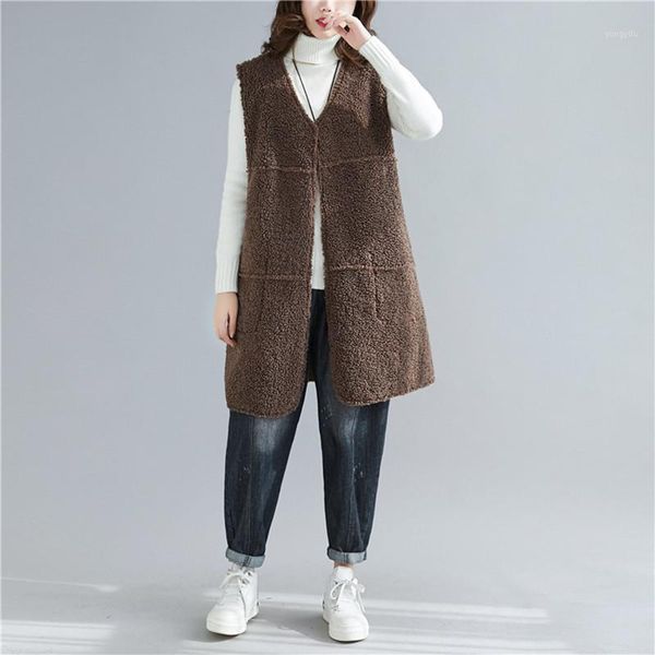 johnature 2019 korean sleeveless lamb wool all mathc reversible long women vests winter casual v-neck pockets loose female coats1, Black;white
johnature 2019 korean sleeveless lamb wool all mathc reversible long women vests winter casual v-neck pockets loose female coats1, Black;white
