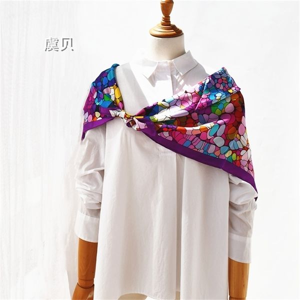 colorful natural scarf printed women 100% real silk soft and bandana 90cm square wrap shawl gift for lady y201007, Blue;gray
colorful natural scarf printed women 100% real silk soft and bandana 90cm square wrap shawl gift for lady y201007, Blue;gray