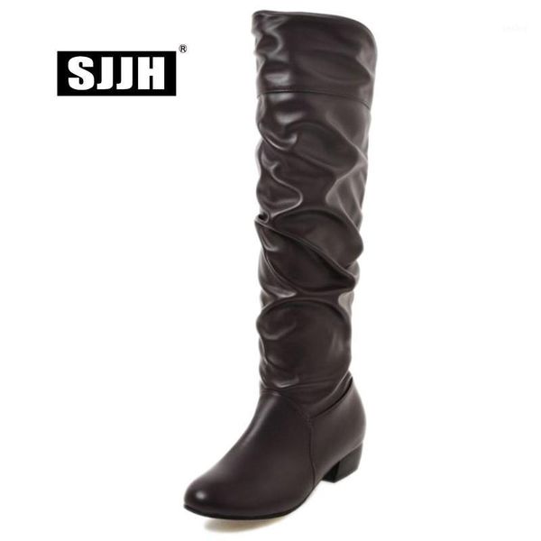 sjjh women pleated long boots with round toe and low heels short plush knee-high boots fashion casual shoes d7731, Black
sjjh women pleated long boots with round toe and low heels short plush knee-high boots fashion casual shoes d7731, Black