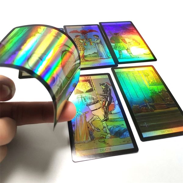 English Spanish French Version Shine Waite Tarot Cards Divination Fortune Holographic Tarot Card Game Board Game For Girls Y200421