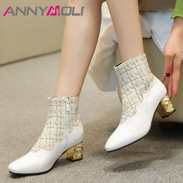 annymoli high heel ankle boots square heel woman boots round toe shoes zip female short autumn winter black white size 451
annymoli high heel ankle boots square heel woman boots round toe shoes zip female short autumn winter black white size 451