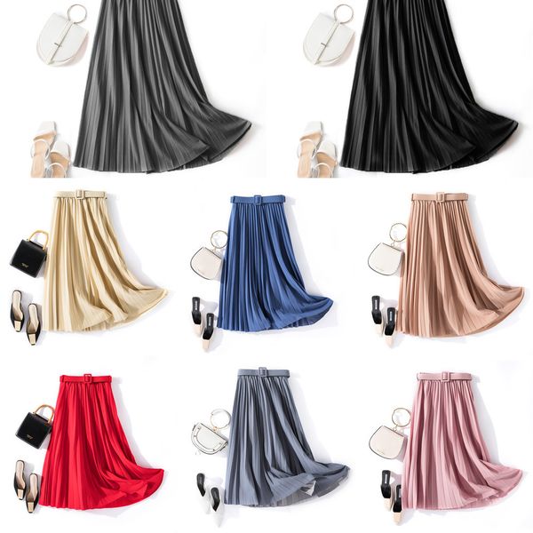 autumn summer women vintage elegant midi skirt with belt 2020 women high waist pleated skirts womens lady casual skirts female q1209, Black
autumn summer women vintage elegant midi skirt with belt 2020 women high waist pleated skirts womens lady casual skirts female q1209, Black