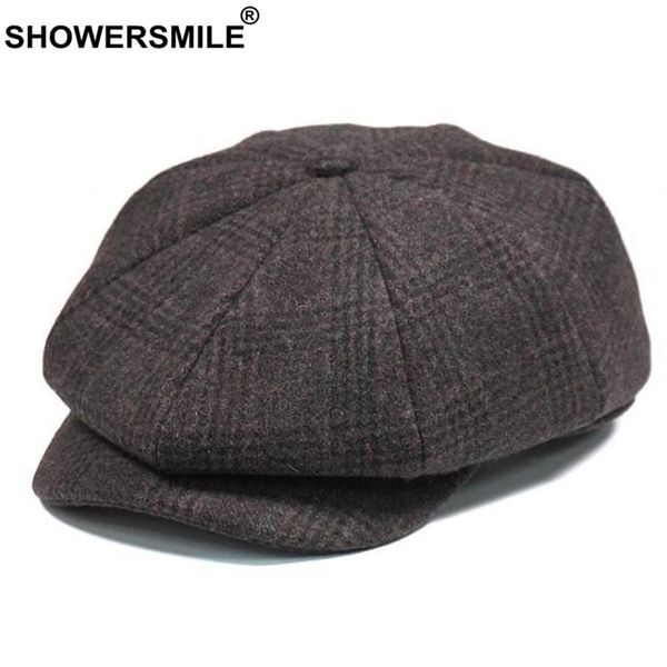 showersmile brand plaid newsboy cap men vintage wool octagonal cap male warm winter painter hat grey brown british caps and hats 201216, Blue;gray
showersmile brand plaid newsboy cap men vintage wool octagonal cap male warm winter painter hat grey brown british caps and hats 201216, Blue;gray