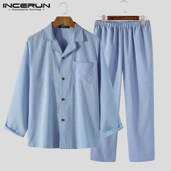 plaid men pajamas sets lapel long sleeve sleepwear long pants homewear cozy leisure men's nightwear suit 2 pieces incerun s-5xl, Black;brown
plaid men pajamas sets lapel long sleeve sleepwear long pants homewear cozy leisure men's nightwear suit 2 pieces incerun s-5xl, Black;brown