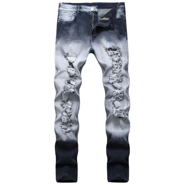 2020 new casual men's wear pierced stretch light two color slim jeans pants, Blue
2020 new casual men's wear pierced stretch light two color slim jeans pants, Blue