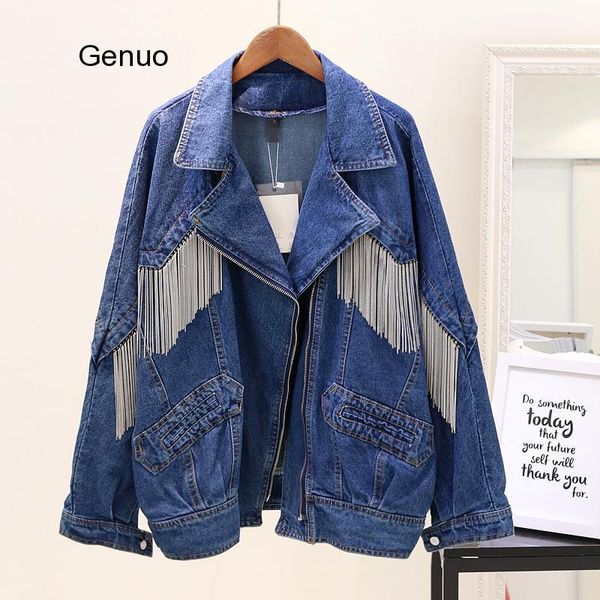 2021 new denim jacket spring and autumn women loose chain tassel blue cowboy coat female casual, Black;brown
2021 new denim jacket spring and autumn women loose chain tassel blue cowboy coat female casual, Black;brown