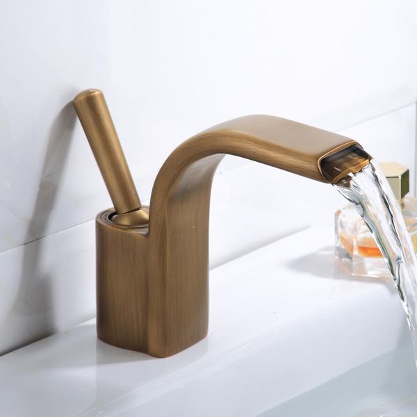 bathroom sink faucets basin brass golden waterfall faucet and cold wash mixer single handle water tap 
bathroom sink faucets basin brass golden waterfall faucet and cold wash mixer single handle water tap