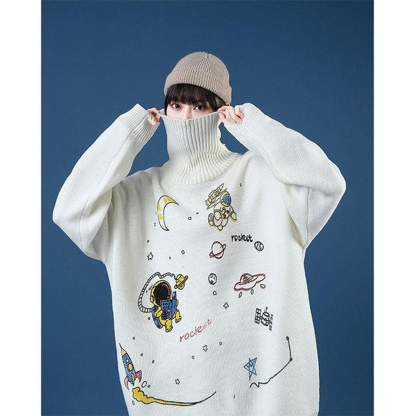 men's sweaters turtleneck sweater printed cartoon aviation elements loose warm long sleeve high lapel pullovers men, White;black
men's sweaters turtleneck sweater printed cartoon aviation elements loose warm long sleeve high lapel pullovers men, White;black