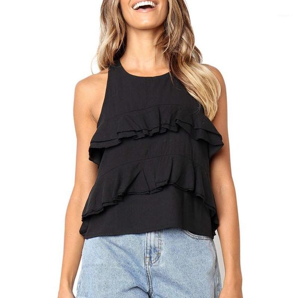 feitong sleeveless sling ruffle t-shirt womens summer black natural soild clothes o-neck female casual loose beach shirt tee, White
feitong sleeveless sling ruffle t-shirt womens summer black natural soild clothes o-neck female casual loose beach shirt tee, White