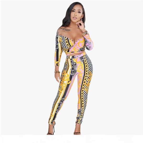 women's two piece pants sets print v-neck off shoulder bandage party dresses crop suits plus size xxxl for female, White
women's two piece pants sets print v-neck off shoulder bandage party dresses crop suits plus size xxxl for female, White