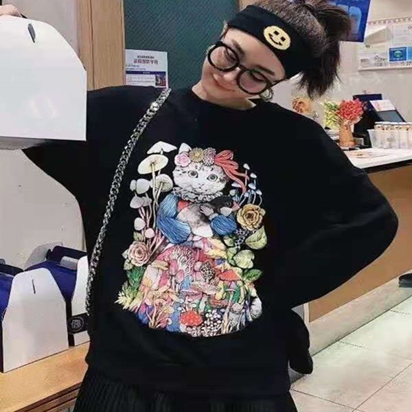 new autumn winter cat princess illustrated print hoodie lady, loose round collar front and back printed casual coat,38, Black
new autumn winter cat princess illustrated print hoodie lady, loose round collar front and back printed casual coat,38, Black