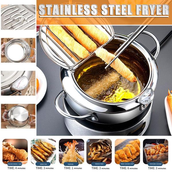 portable camping fryer kitchen tool household 304 stainless steel fryer with strainer and temperature control fryer#g30
portable camping fryer kitchen tool household 304 stainless steel fryer with strainer and temperature control fryer#g30