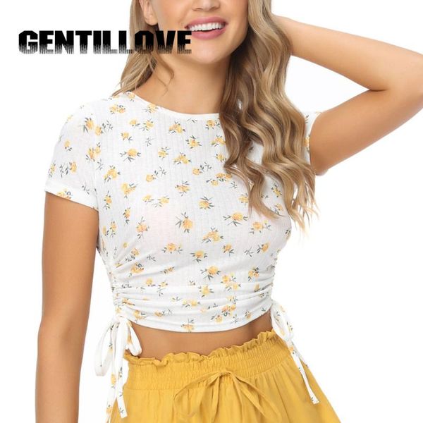 women's t-shirt summer solid color slim skinny female fashion print drawstring short sleeve casual bodycon travel cloth, White
women's t-shirt summer solid color slim skinny female fashion print drawstring short sleeve casual bodycon travel cloth, White