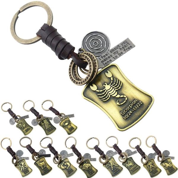 new 12 constellation vintage woven leather keychain alloy horoscope pendant keychain fashion jewelry gift car bag decoration, Silver
new 12 constellation vintage woven leather keychain alloy horoscope pendant keychain fashion jewelry gift car bag decoration, Silver