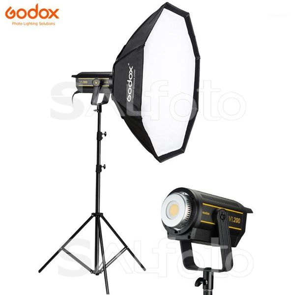 flash heads godox vl150 vl200 vl300 led video continuous light set cri96 5600k 150w 200w 300w studio lighting 2.8m stand softbox kit1