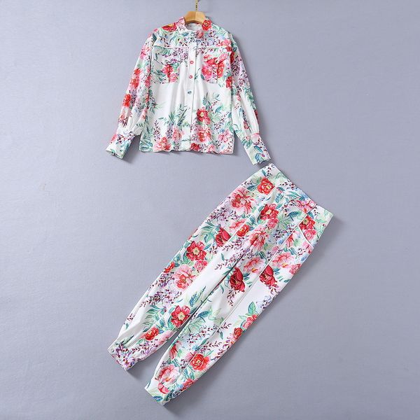 european and american women's wear 2020 winter new style long-sleeved shirt with lantern sleeves trousers fashion printed suit, White
european and american women's wear 2020 winter new style long-sleeved shirt with lantern sleeves trousers fashion printed suit, White