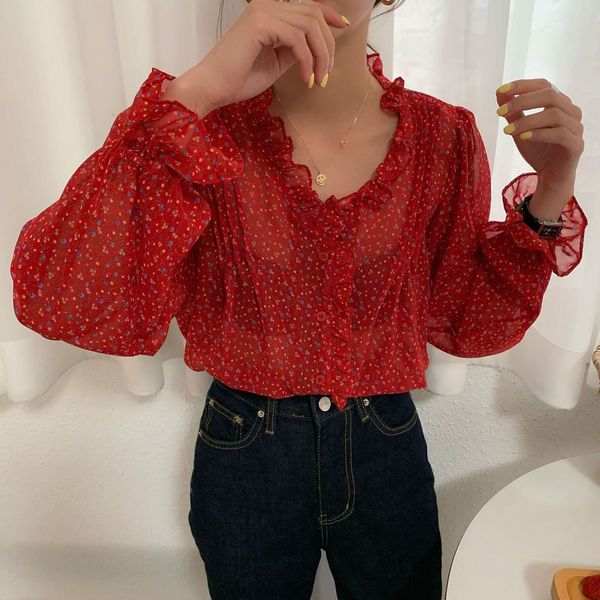 2021 new spring and summer sweet floral temperament female shirt design sense lace with v fungus chiffon blouse looses v1qh, White
2021 new spring and summer sweet floral temperament female shirt design sense lace with v fungus chiffon blouse looses v1qh, White