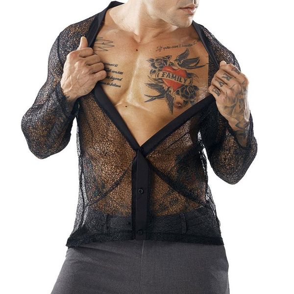 men's casual shirts lncdis transparent shirt men mesh lace funny long sleeve camisa masculina camisas hombre manga larga chemise, White;black
men's casual shirts lncdis transparent shirt men mesh lace funny long sleeve camisa masculina camisas hombre manga larga chemise, White;black