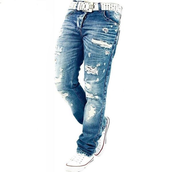 men jeans denim slim fit straight ripped hole washed large size men's trousers, Blue
men jeans denim slim fit straight ripped hole washed large size men's trousers, Blue