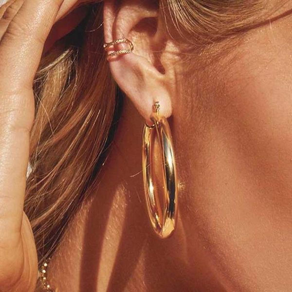hoop & huggie 1pair big hoops earrings thick tube round circle rings for women zinc alloy trendy hiphop rock, Golden;silver
hoop & huggie 1pair big hoops earrings thick tube round circle rings for women zinc alloy trendy hiphop rock, Golden;silver
