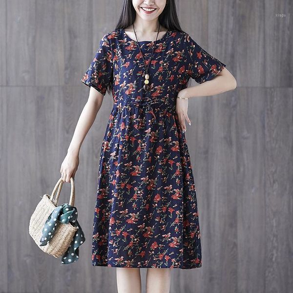 2019 summer wear new style large size dress loose cotton linen printed mid-length slimming short-sleeve dress women's1, White;black
2019 summer wear new style large size dress loose cotton linen printed mid-length slimming short-sleeve dress women's1, White;black